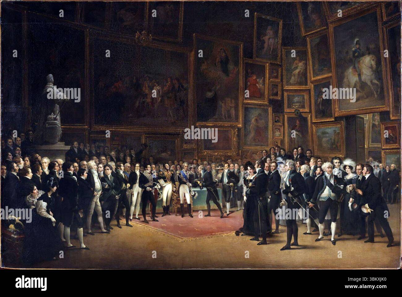 Charles X Distributing Awards to Artists (Charles X distribuant des gains aux artistes exposés du salon de 1824 au Louvre, le 15 janvier 1825) est un tableau de l'artiste français François Joseph Heim, sorti en 1827 Banque D'Images