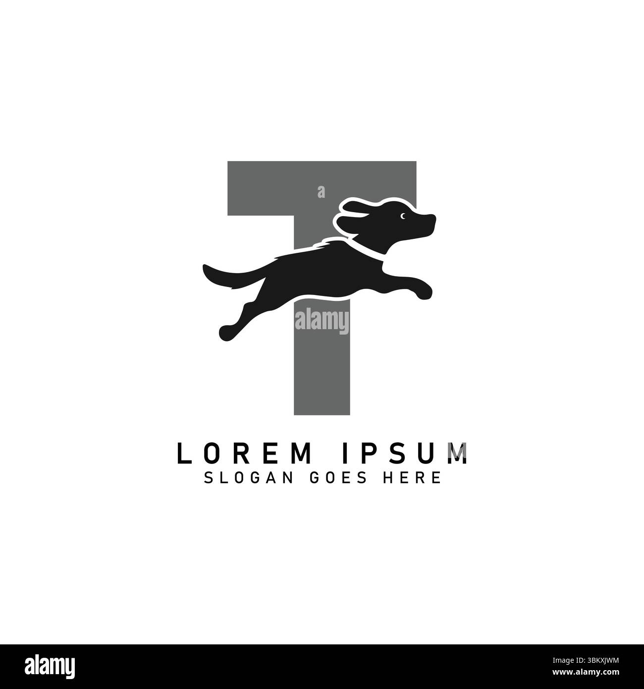 Lettre initiale T logo chien. Illustration vectorielle Alphabet T Dog Design Illustration de Vecteur