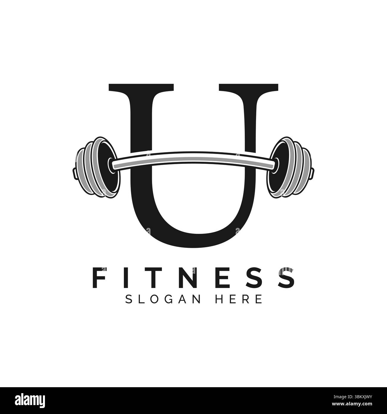 Logo lettre U Gym. Icône de symbole de barre alphabet U. Illustration de Vecteur