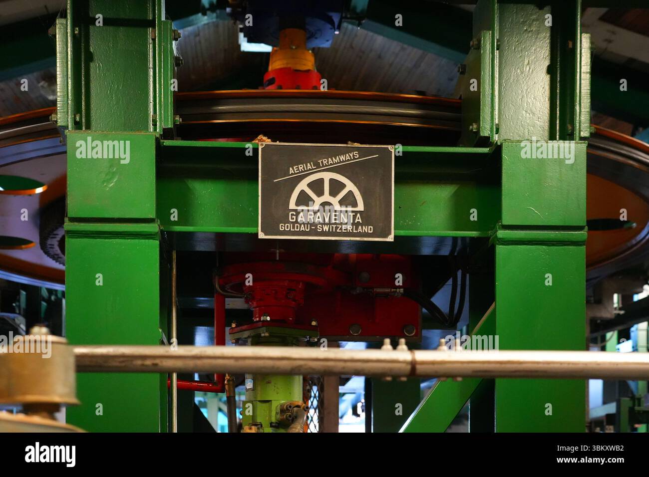 Garaventa plaque, fabricant de la télécabine Banff, un tramway aérien transportant des touristes au sommet du mont Sulphur, dans le parc national Banff Banque D'Images
