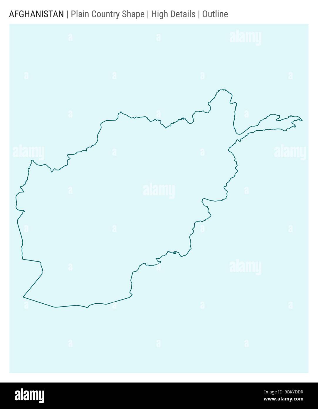 Carte du pays de plaine de l'Afghanistan. Détails élevés. Style de contour. Forme de l'Afghanistan. Illustration vectorielle. Illustration de Vecteur