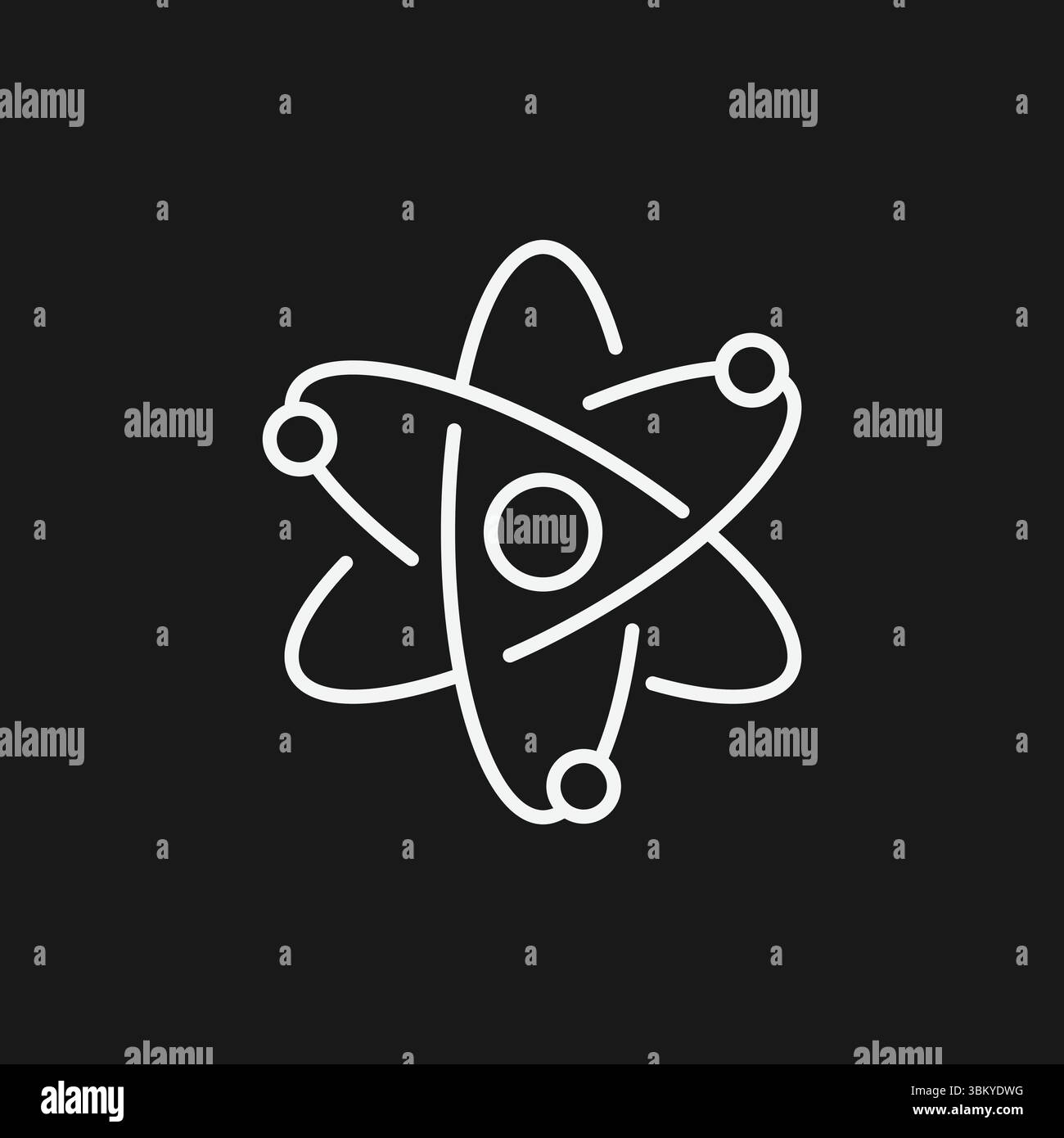 Icône atome détaillé représentant la science, la physique, la chimie et les particules fondamentales Illustration de Vecteur