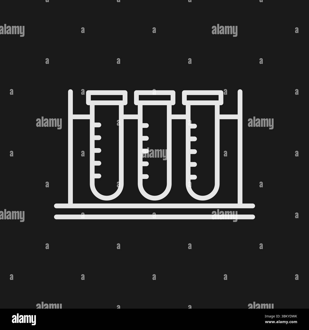 Icône tubes à essai en portoir, symbole chimie, expérimentation en laboratoire et recherche scientifique Illustration de Vecteur