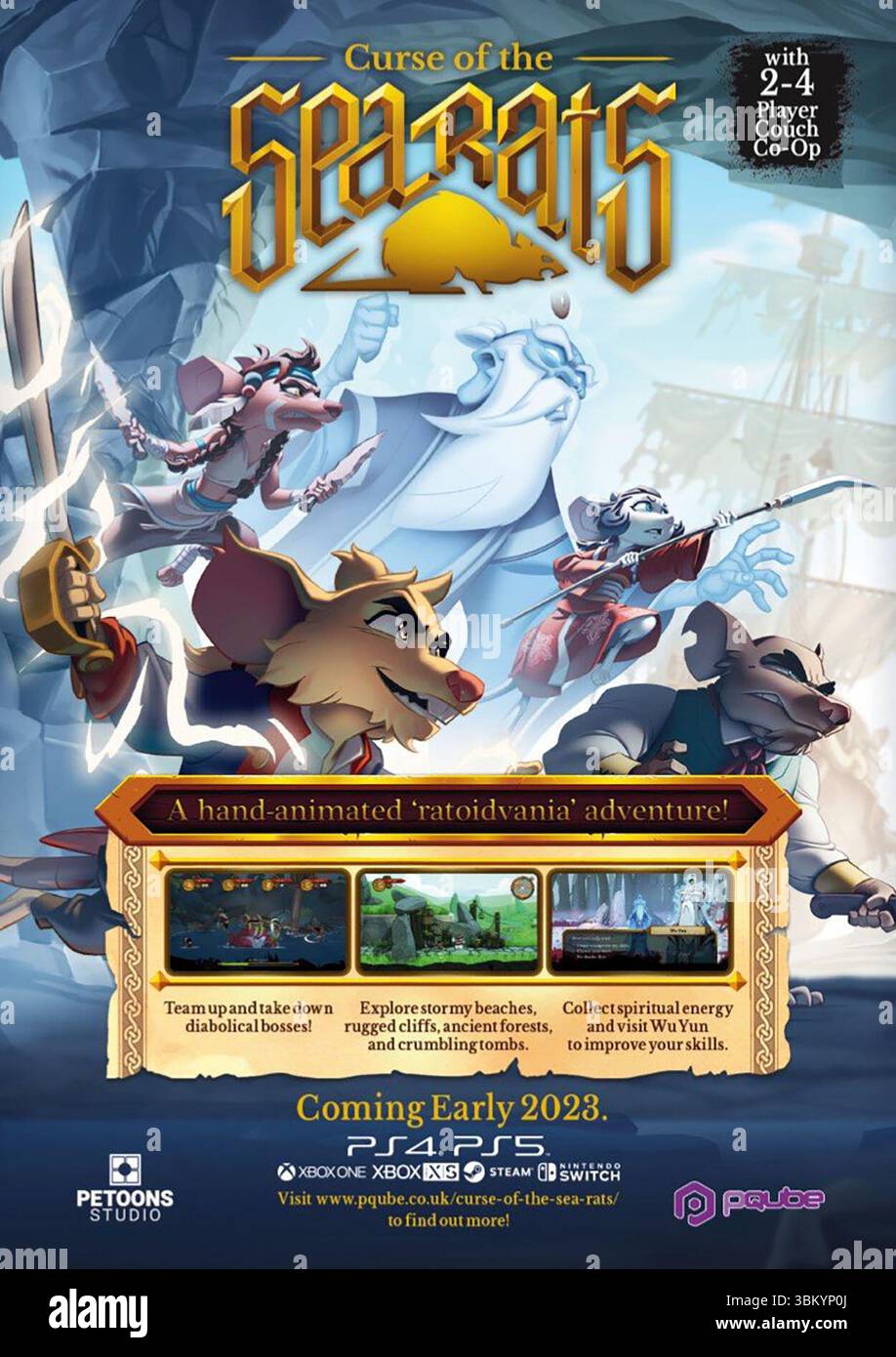 2023 Curse of the Sea rats un jeu vidéo Metroidvania développé par Petoons Studio et édité par PQube Banque D'Images