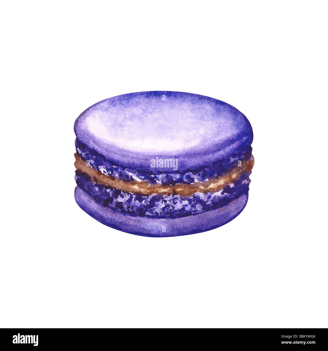 Biscuits aux macarons. Illustration d'aquarelle dessinée à la main. Couleur violette. Isoler. Confiserie aux amandes. Élément de votre conception. Pour les bannières, les sites Web Banque D'Images