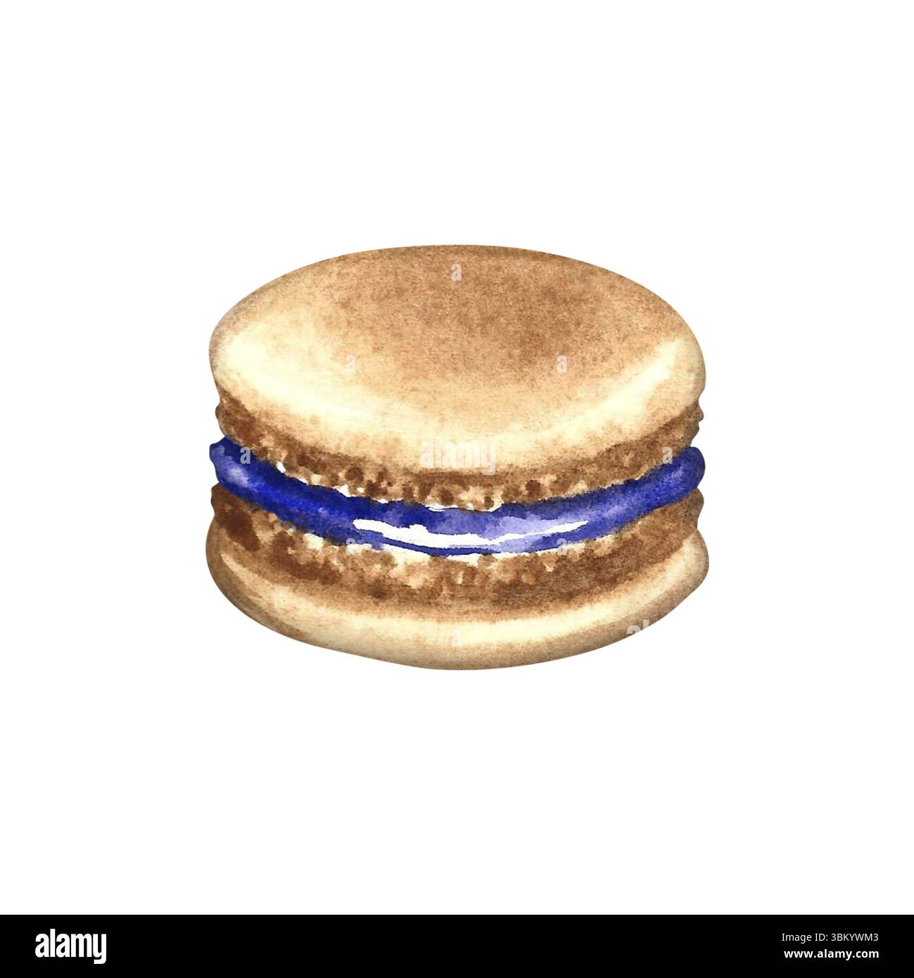 Biscuits aux macarons. Illustration d'aquarelle dessinée à la main. Image couleur. Isolation. Confiserie aux amandes. Élément de votre conception. Pour les bannières, les sites Web Banque D'Images