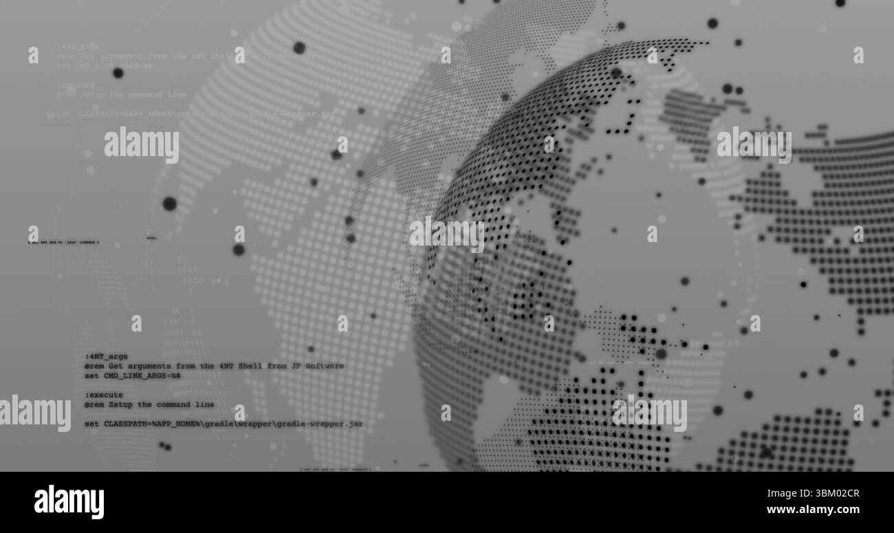 Globe à matrice de points tournant sur fond gris, avec Banque D'Images