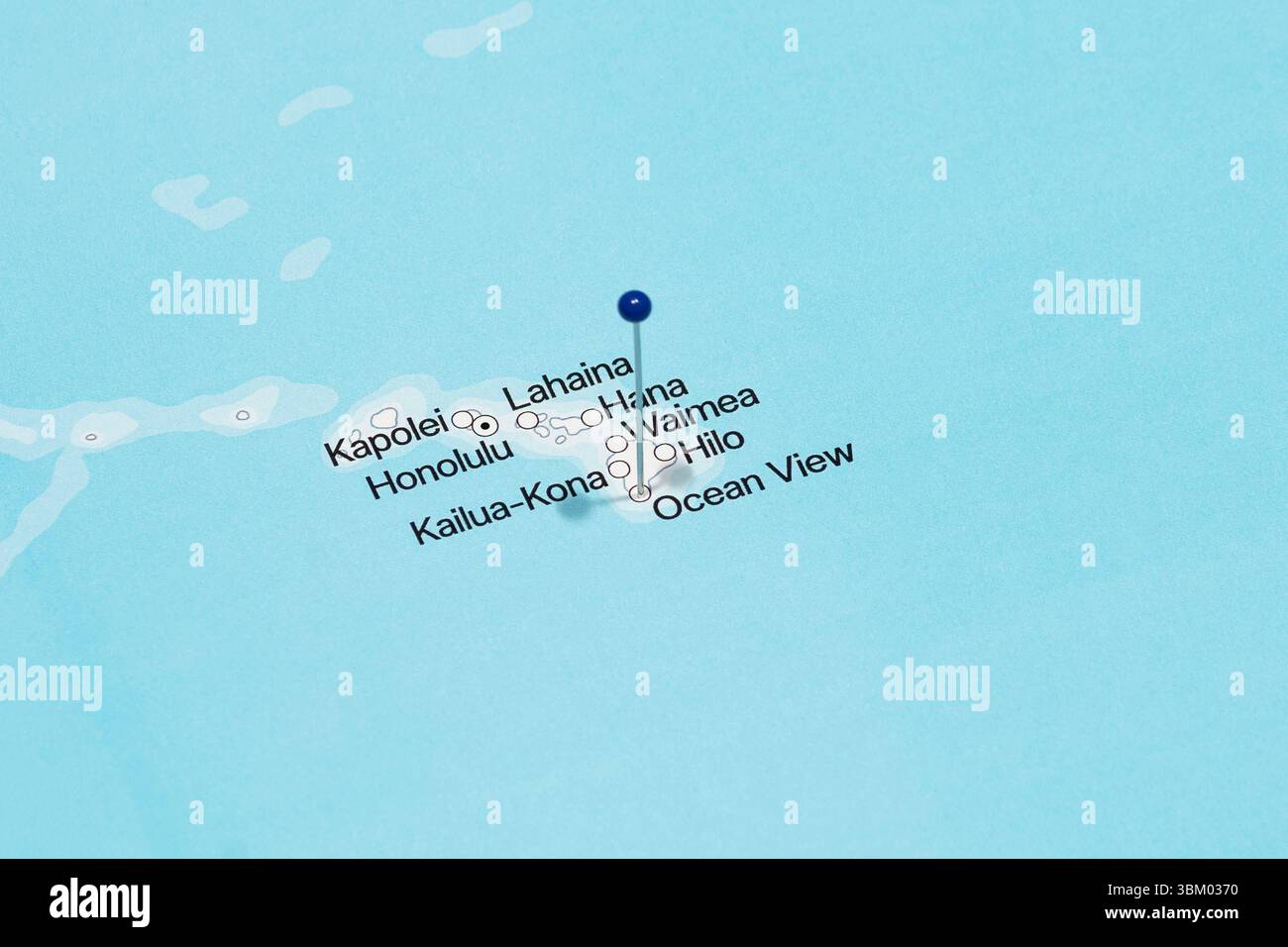 Macro photo d'une aiguille bleue dans Ocean View ville de Hawaii île des États-Unis d'Amérique carte politique Banque D'Images
