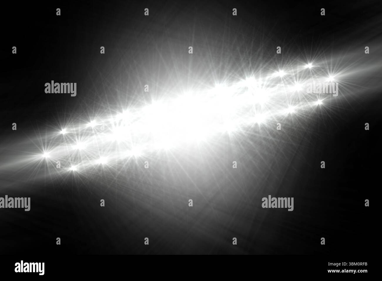 Projecteurs sur fond noir Banque D'Images