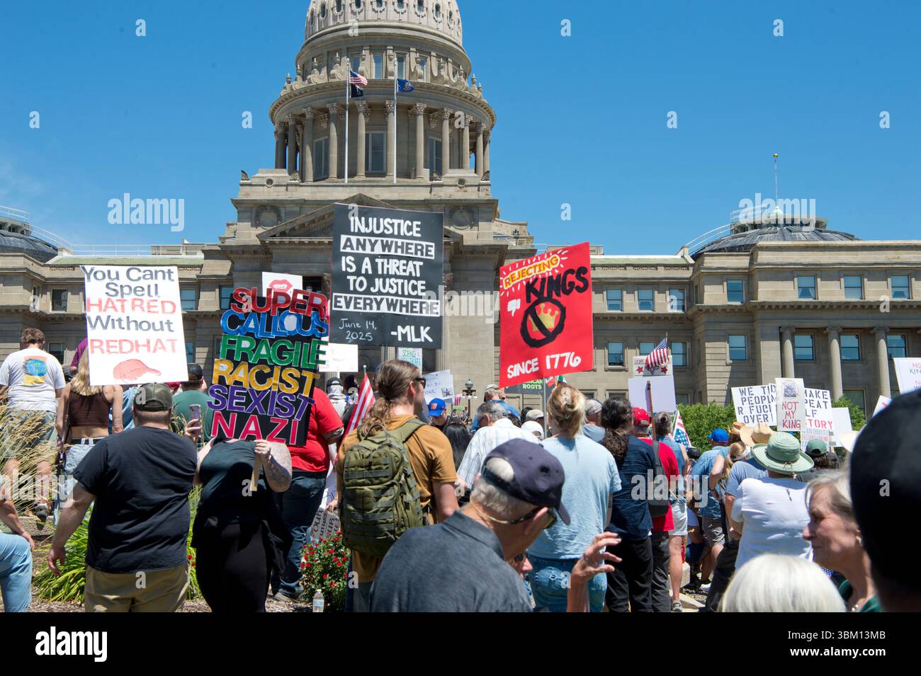 Rassemblement 'No Kings' à Idaho Statehouse le 14 juin 2025 Banque D'Images