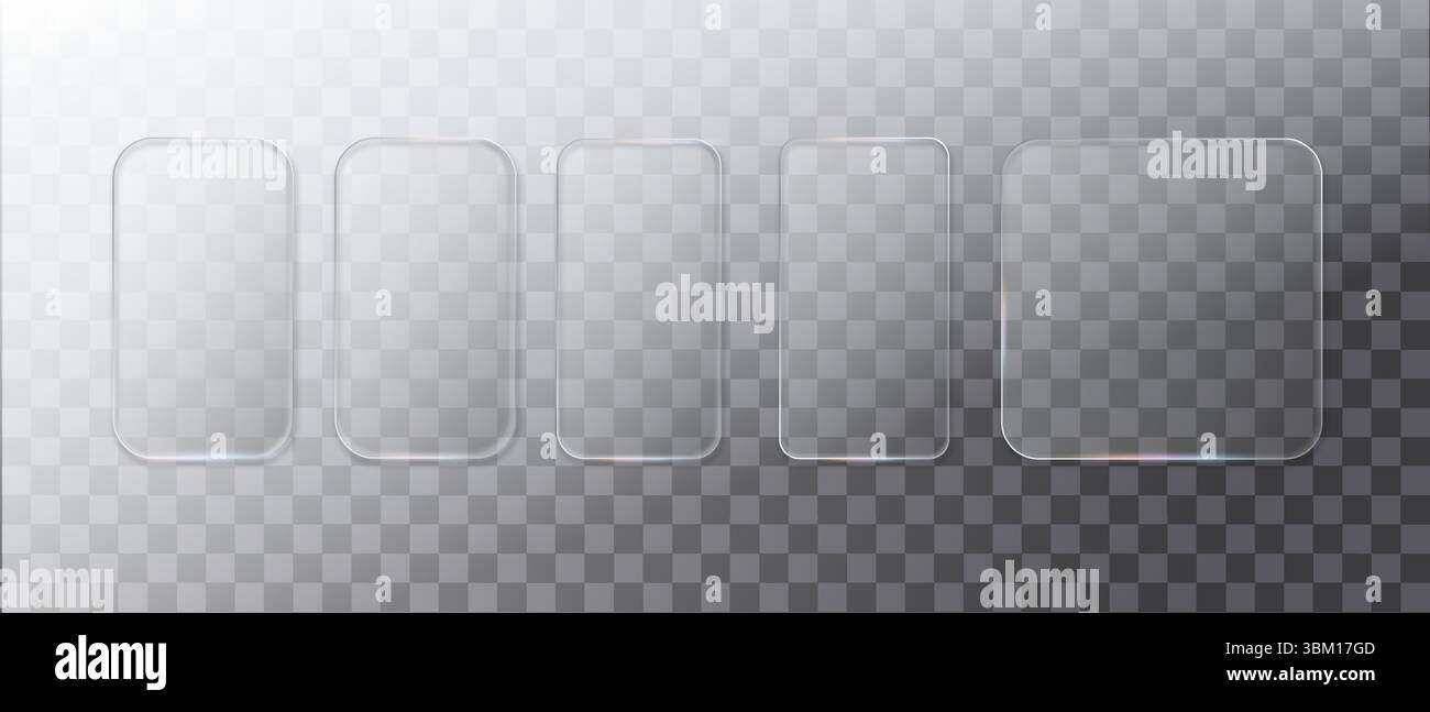 Cadre en verre isolé sur fond transparent. Affichage d'écran en plastique vectoriel, barre de verre vierge ou panneau pour votre conception. Illustration de Vecteur