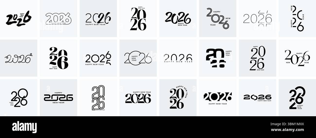 Ensemble de numéros 2026, collection de conception vectorielle de logo de texte du nouvel an Illustration de Vecteur