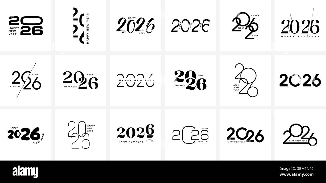 Ensemble 2026, collection vectorielle de logo de numéro de nouvel an Illustration de Vecteur