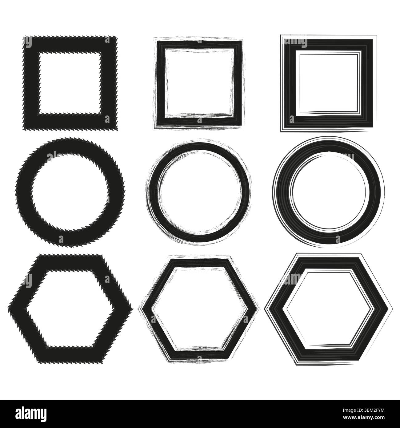 Collection Basic Shape. Hexagone circulaire carré. Jeu de formes géométriques. Symboles vectoriels. Illustration de Vecteur