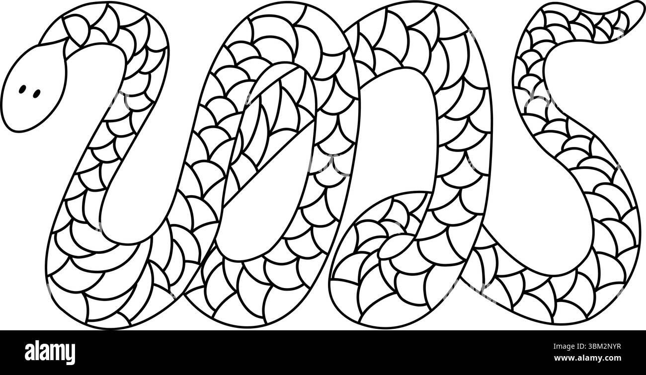 Silhouette transparente noire de serpent en forme de vecteur de 2025 ans illustration dessinée à la main. Symbole du nouvel an chinois. Elément peint pour logo ou de Illustration de Vecteur