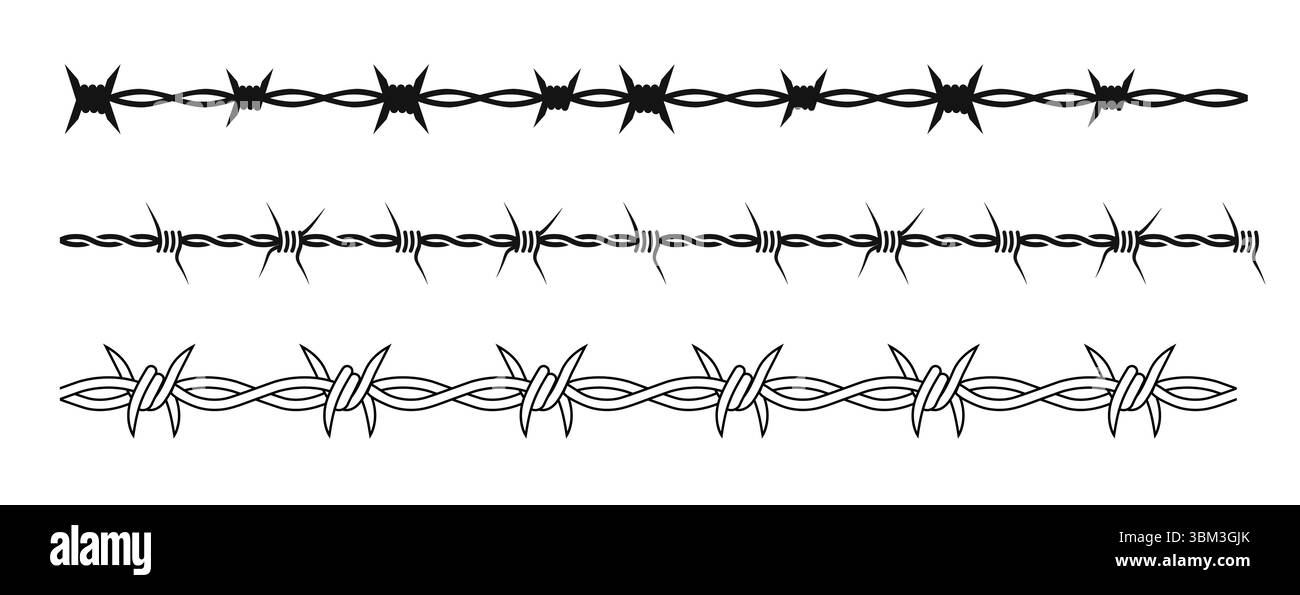 Formes de fil avec des détails barbelés montrant la menace et la protection à travers des éléments pointus Illustration de Vecteur