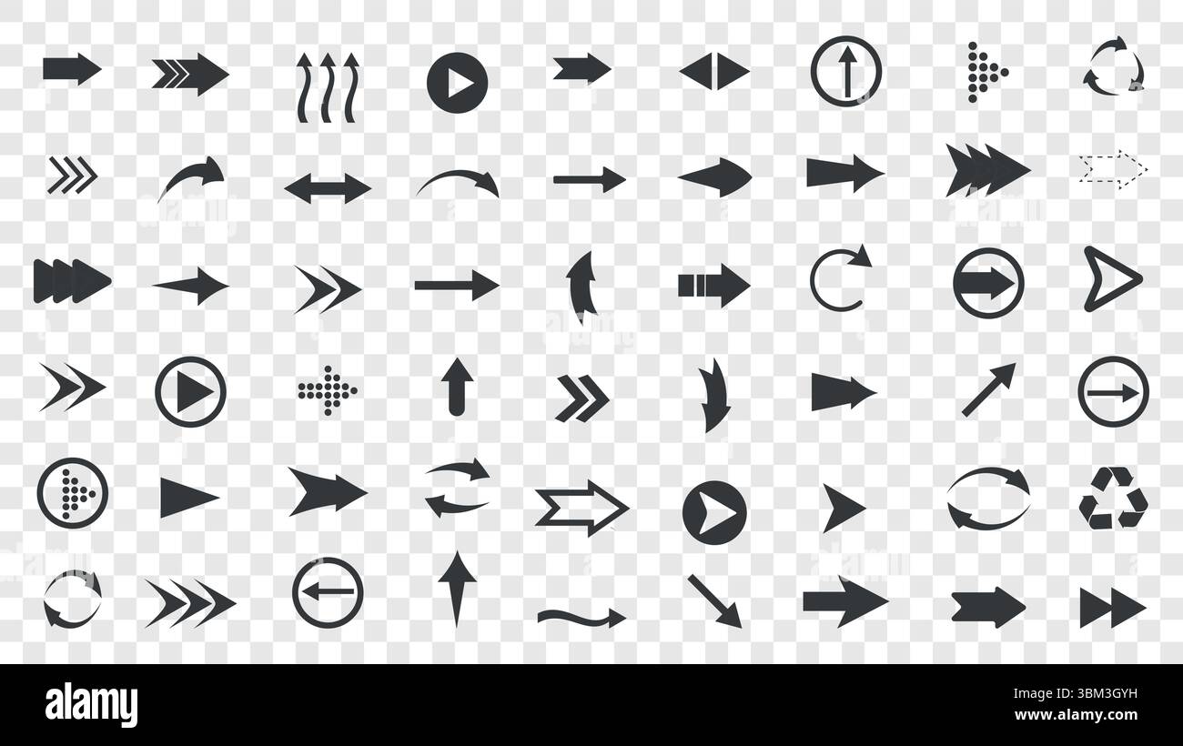 Icônes fléchées définies. Collection de flèches. Flèche simple grand ensemble. Illustration vectorielle. Illustration de Vecteur