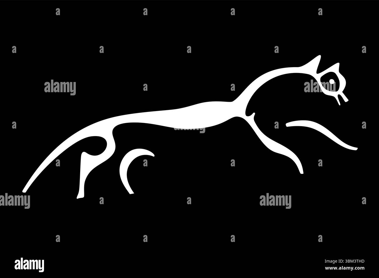 Uffington White Horse, figure de colline préhistorique, 110 m de long, formé de profondes tranchées remplies de craie blanche écrasée. Banque D'Images