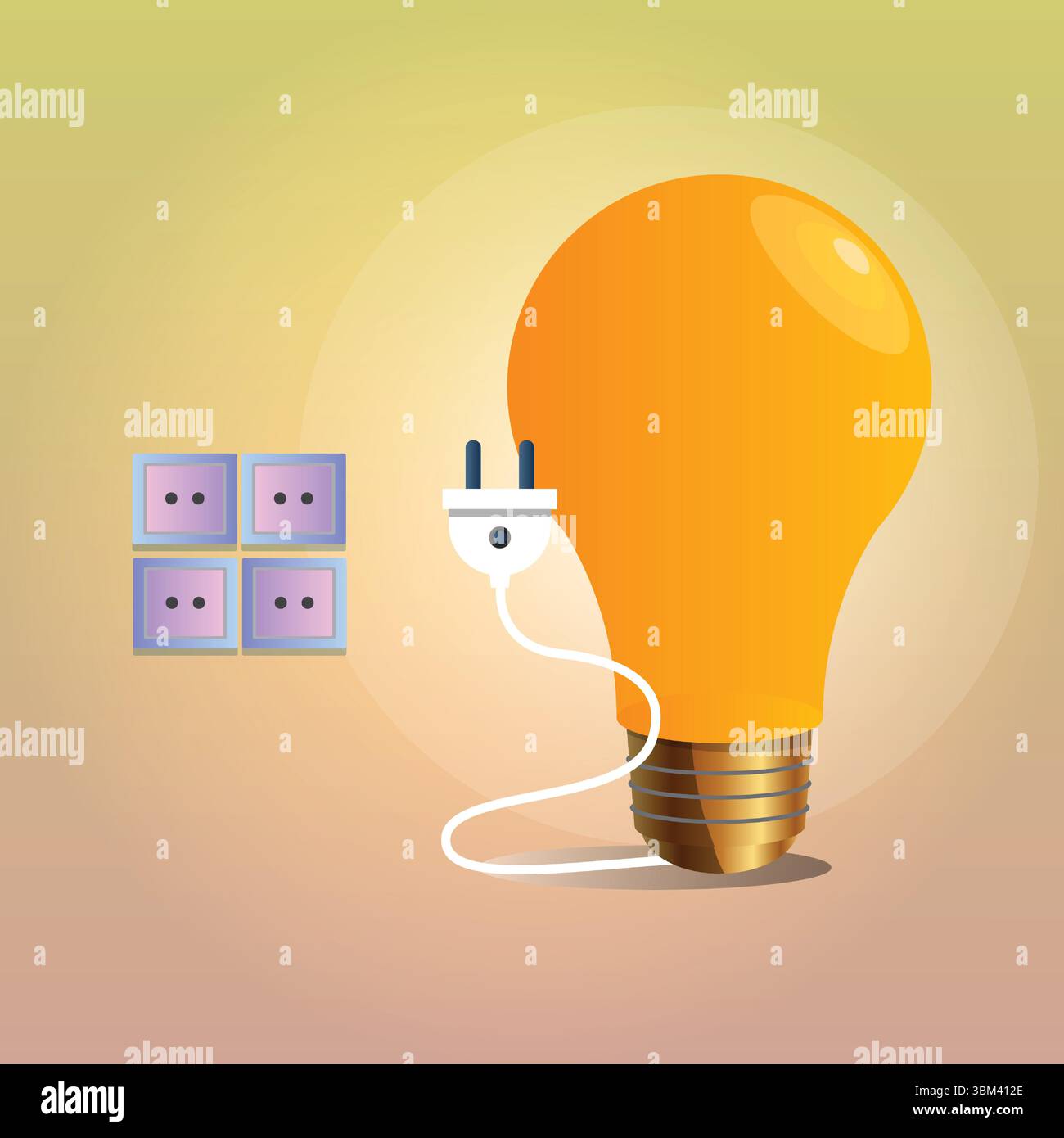 Design d'ampoule et de douille jaune pour un modèle de médias sociaux créatif avec un fond abstrait Illustration de Vecteur