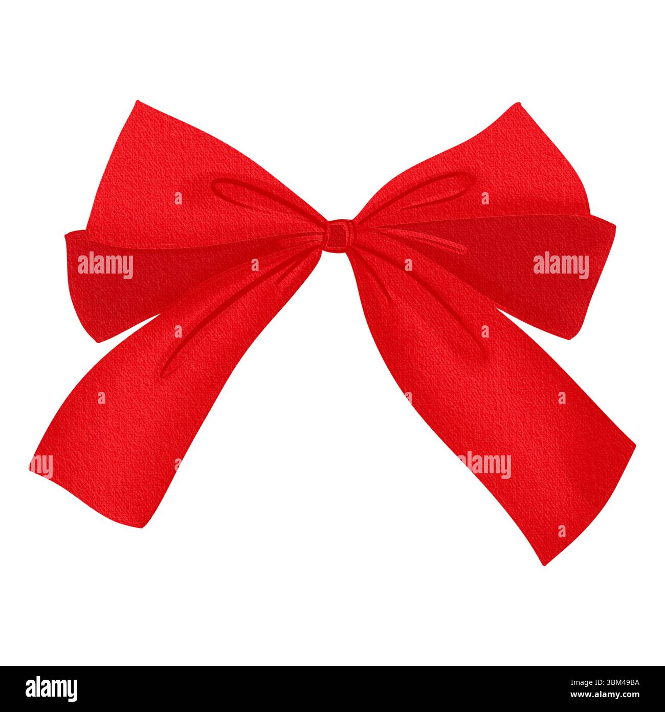 Illustration d'arc rouge dans un style semi-réaliste avec une texture douce. Idéal pour les vacances, cadeaux ou décoratifs. Banque D'Images