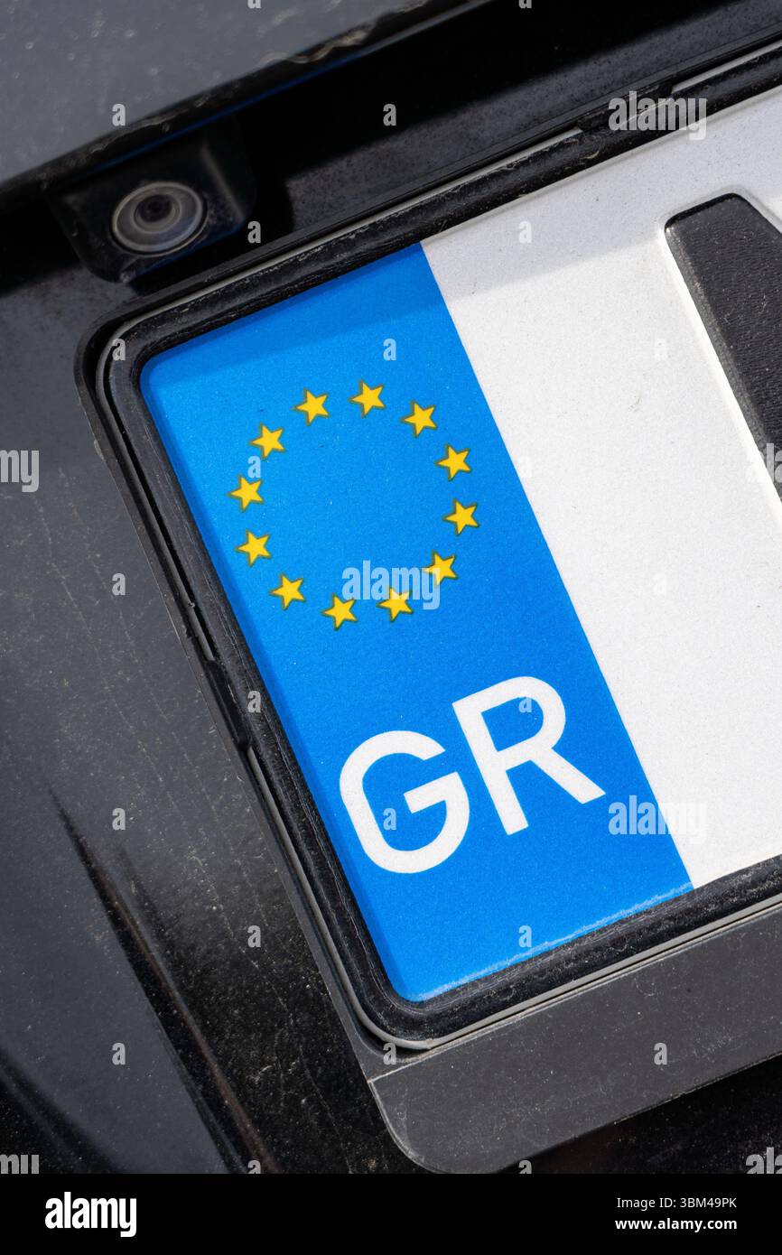 Numéro d’identification du pays de la plaque d’immatriculation de l’UE : Grèce Banque D'Images