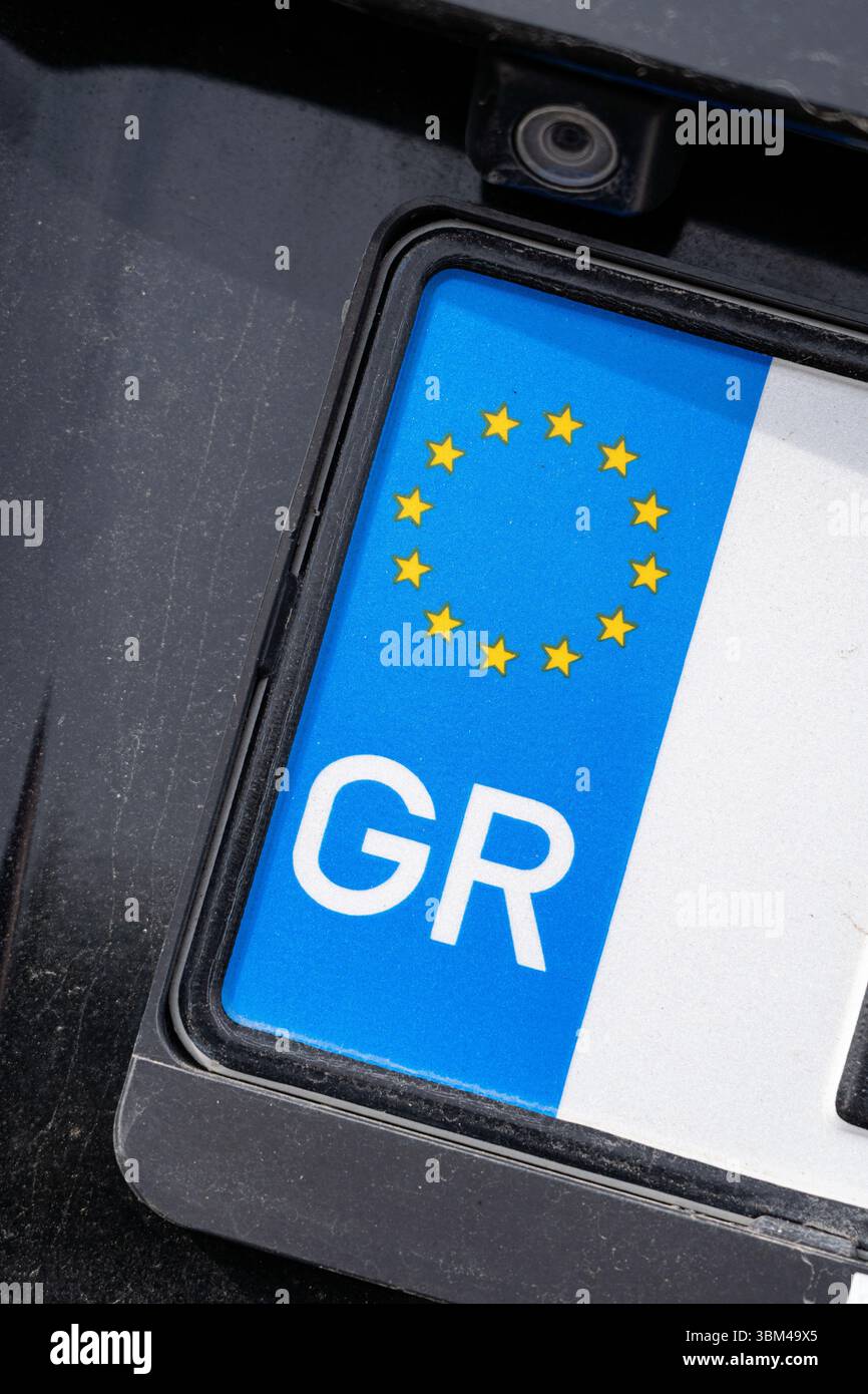 Numéro d’identification du pays de la plaque d’immatriculation de l’UE : Grèce Banque D'Images