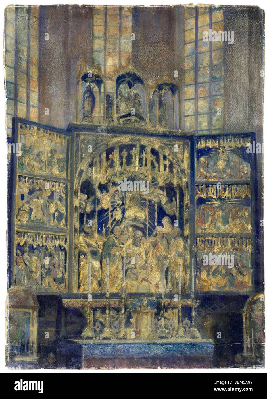 Haut retable Leon jan wyczo321kowski par veit stoss dans St marys Banque D'Images