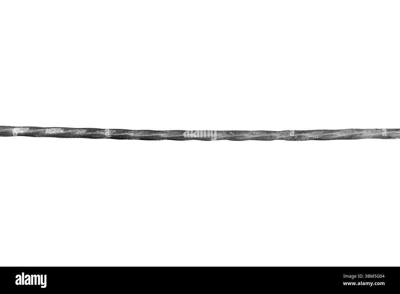 Le câble haute tension souterrain est isolé sur fond blanc. Banque D'Images