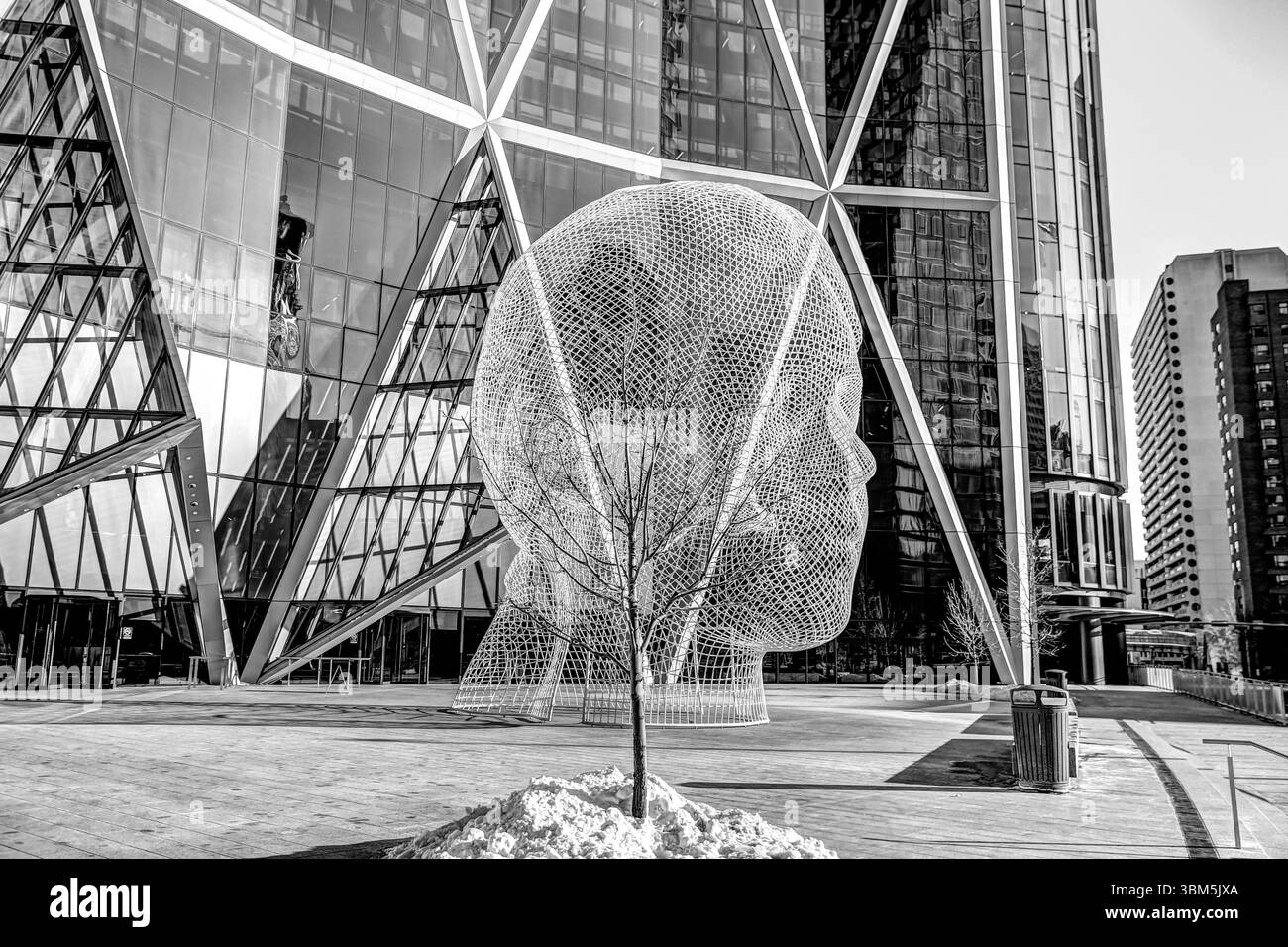 Détails architecturaux de la sculpture « Wonderland » de Jaume Plensa à Calgary, Alberta Banque D'Images