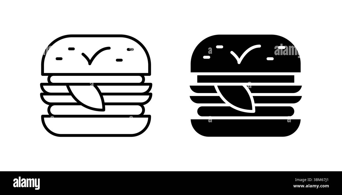 Délicieux ensemble d'icônes de hamburger végétalien représentant des aliments à base de plantes, une alimentation saine et des options végétariennes. Parfait pour l'alimentation, les restaurants et les bio Illustration de Vecteur
