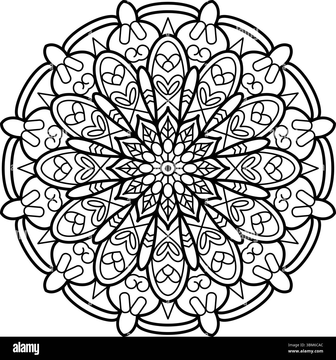 Mandala complexe pour la coloration, la méditation et l'utilisation artistique Illustration de Vecteur