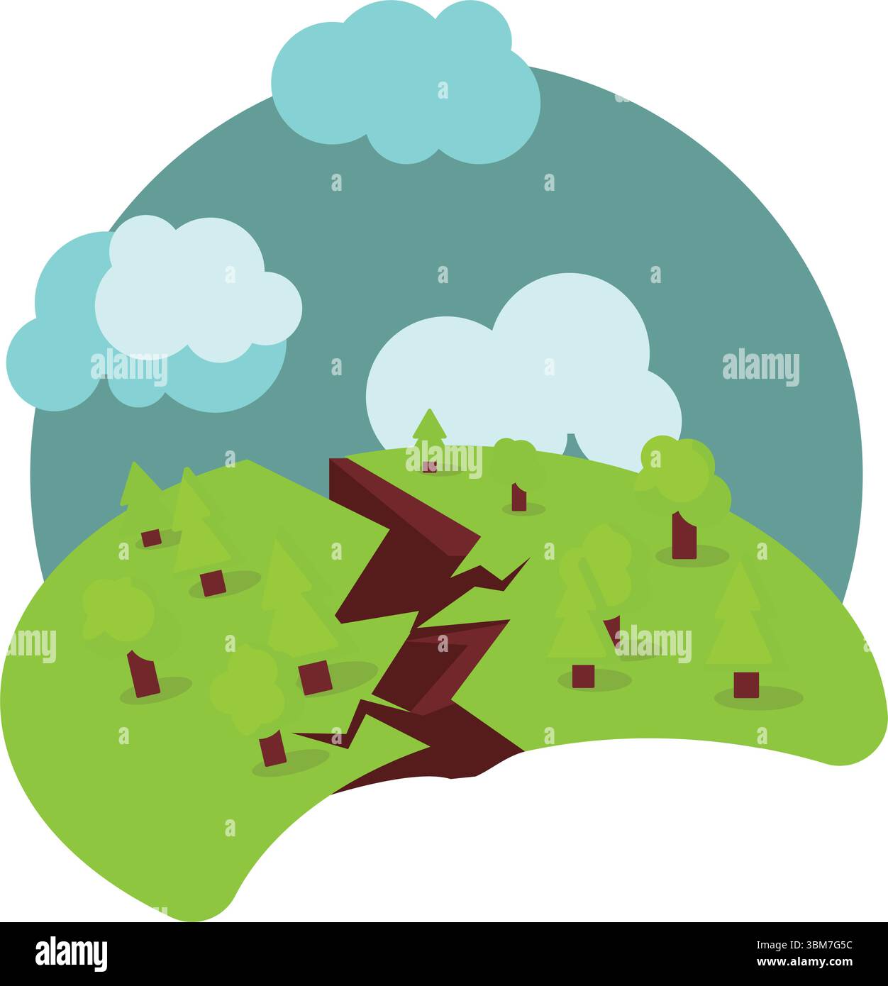 Scène de rupture de terre d'icône de catastrophe de vecteur de tremblement de terre Illustration de Vecteur