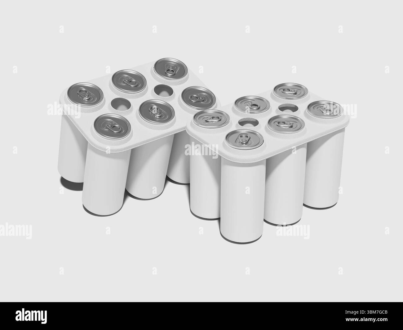 Maquette blanche de support de canettes de boisson vierges Banque D'Images