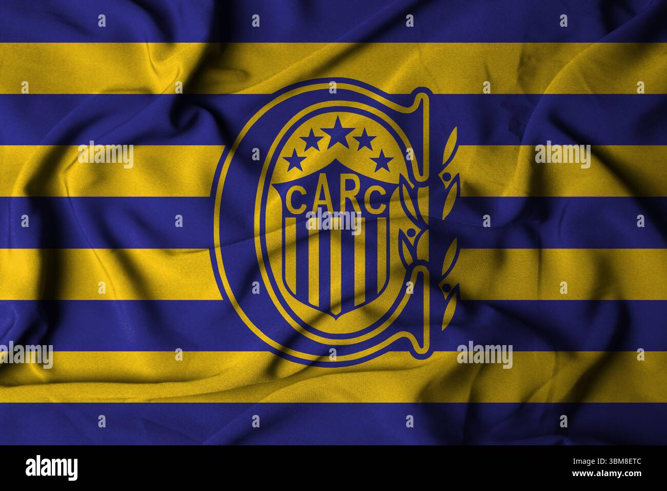 Pringsewu, Lampung ; 25 juin 2025 ; logo du drapeau du Rosario Central Football Club dans la ligue Argentine de football de première division Banque D'Images