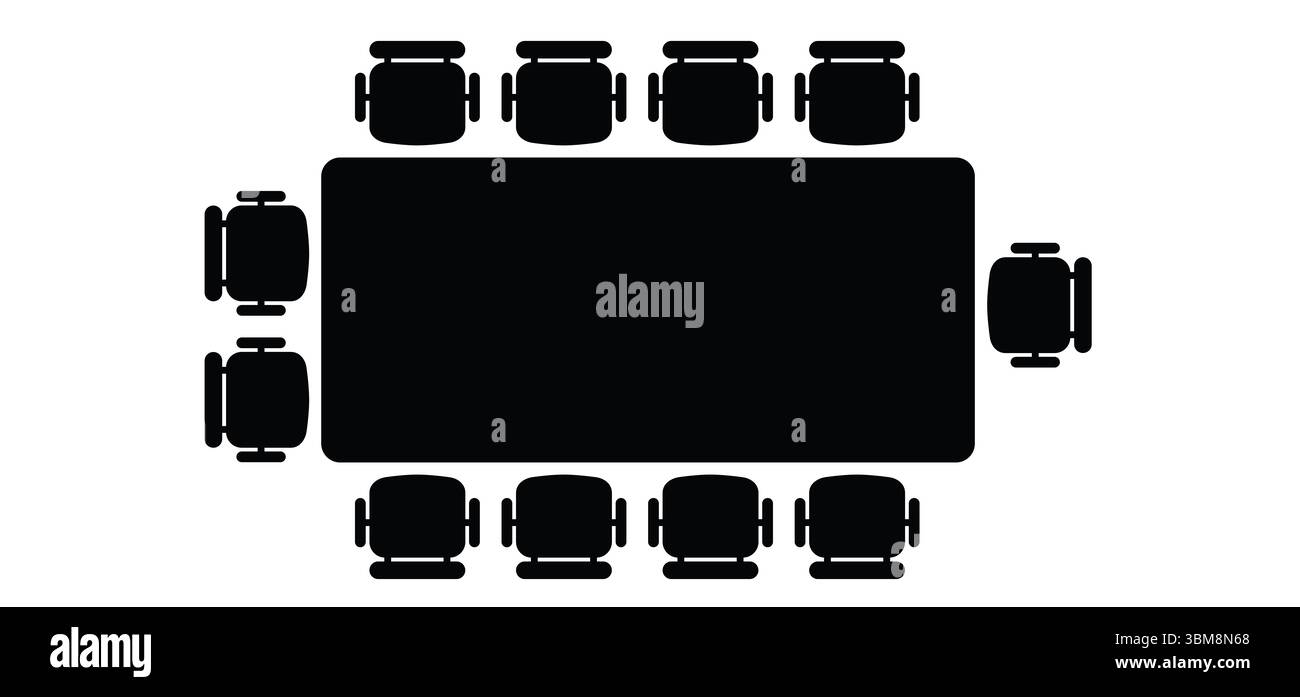 hommes d'affaires à une table ronde. Chaise de bureau. Concept de salles de réunion. Table pour réunions d'affaires. Brainstorming et travail d'équipe. Icône salle de conférence. Offi Banque D'Images