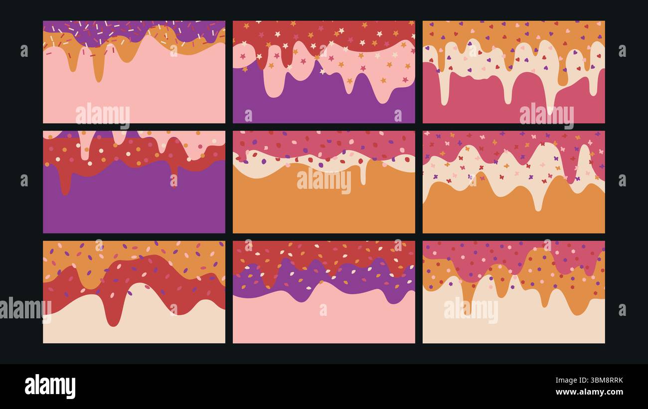 Ensemble de fond de dessin animé d'aventure spatiale Illustration de Vecteur