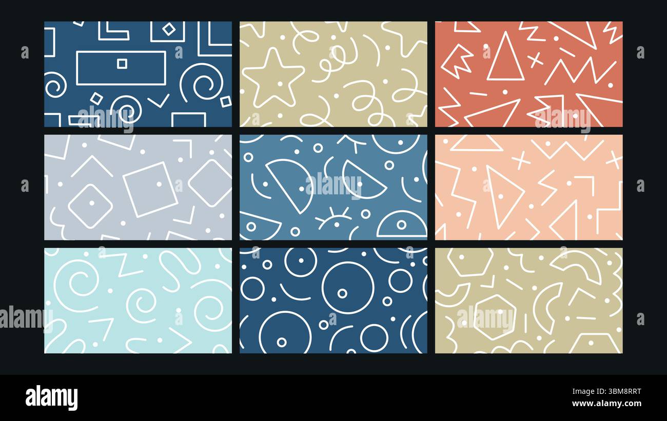 Ensemble de fond de doodle de couleur minimale Illustration de Vecteur