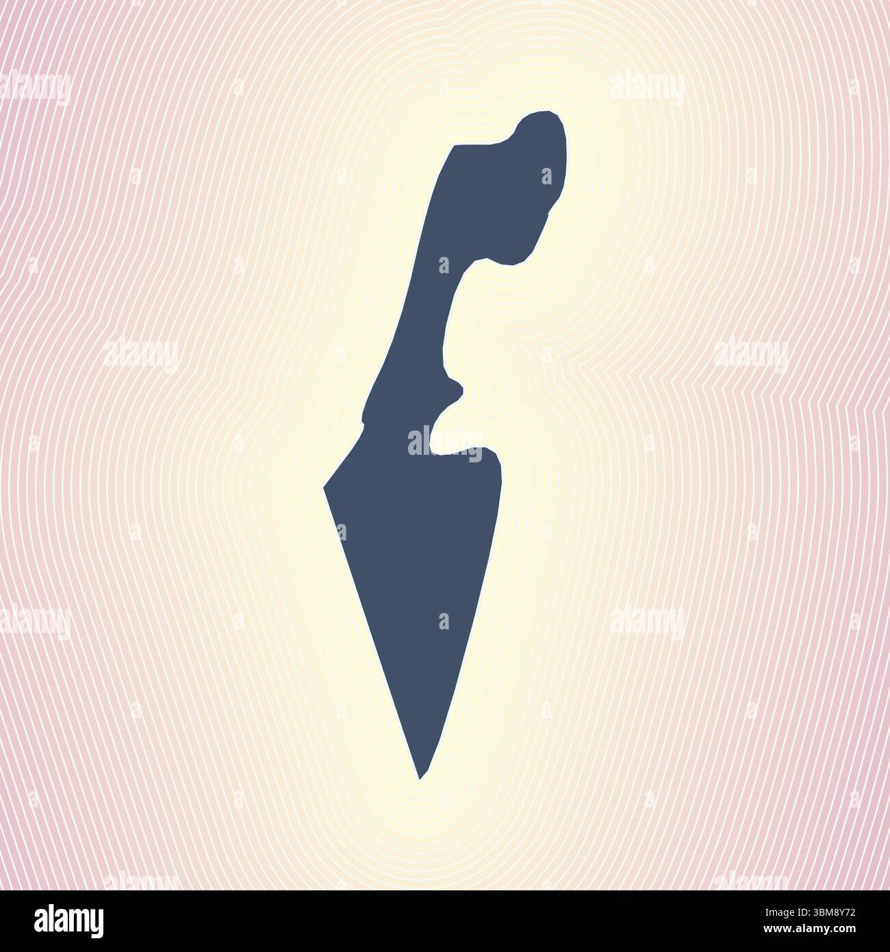 Icône de carte Israël. Forme de pays sur fond dégradé rayé radiant. Affiche dynamique d'Israël. Illustration vectorielle attrayante. Illustration de Vecteur