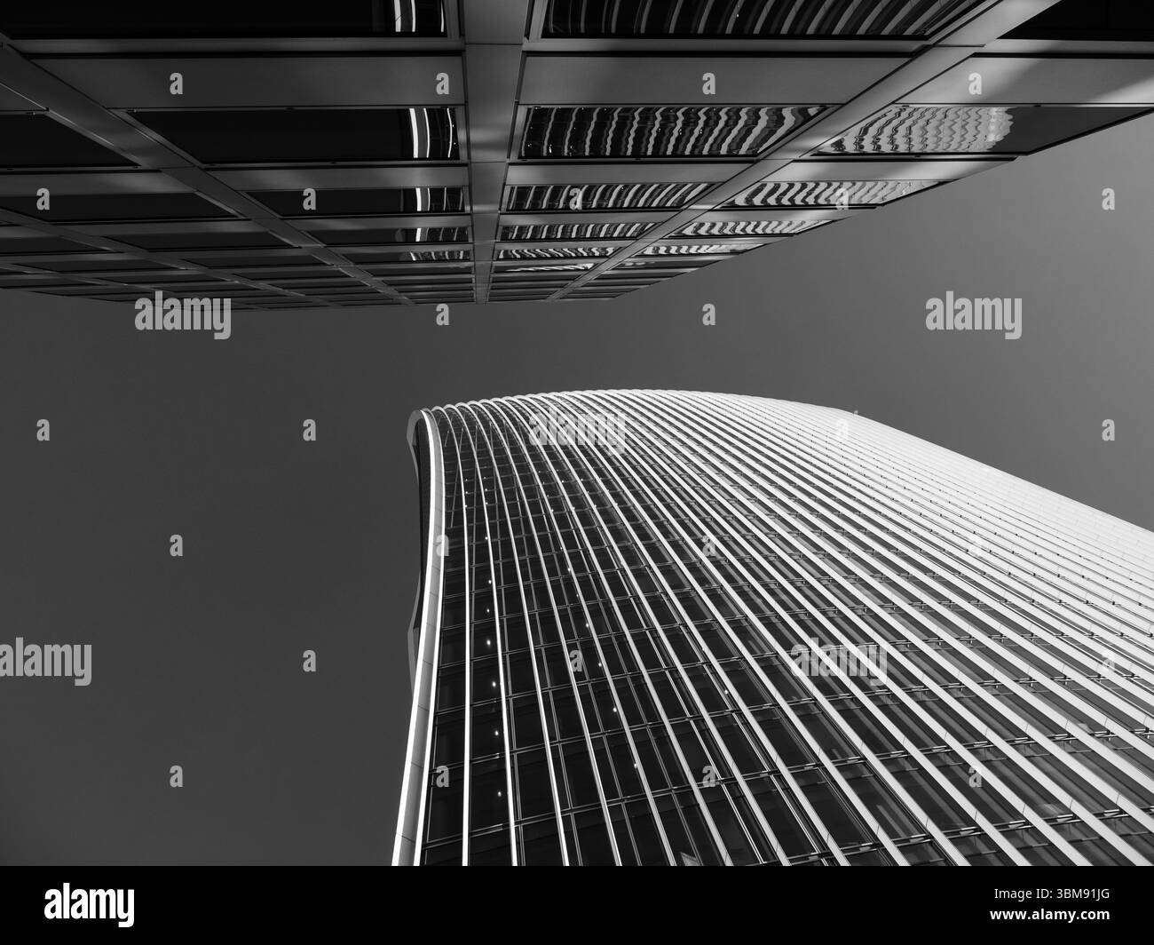 B&W 20 Fenchurch Street, The Walkie-talky, City of London, Londres, Angleterre, ROYAUME-UNI. Banque D'Images