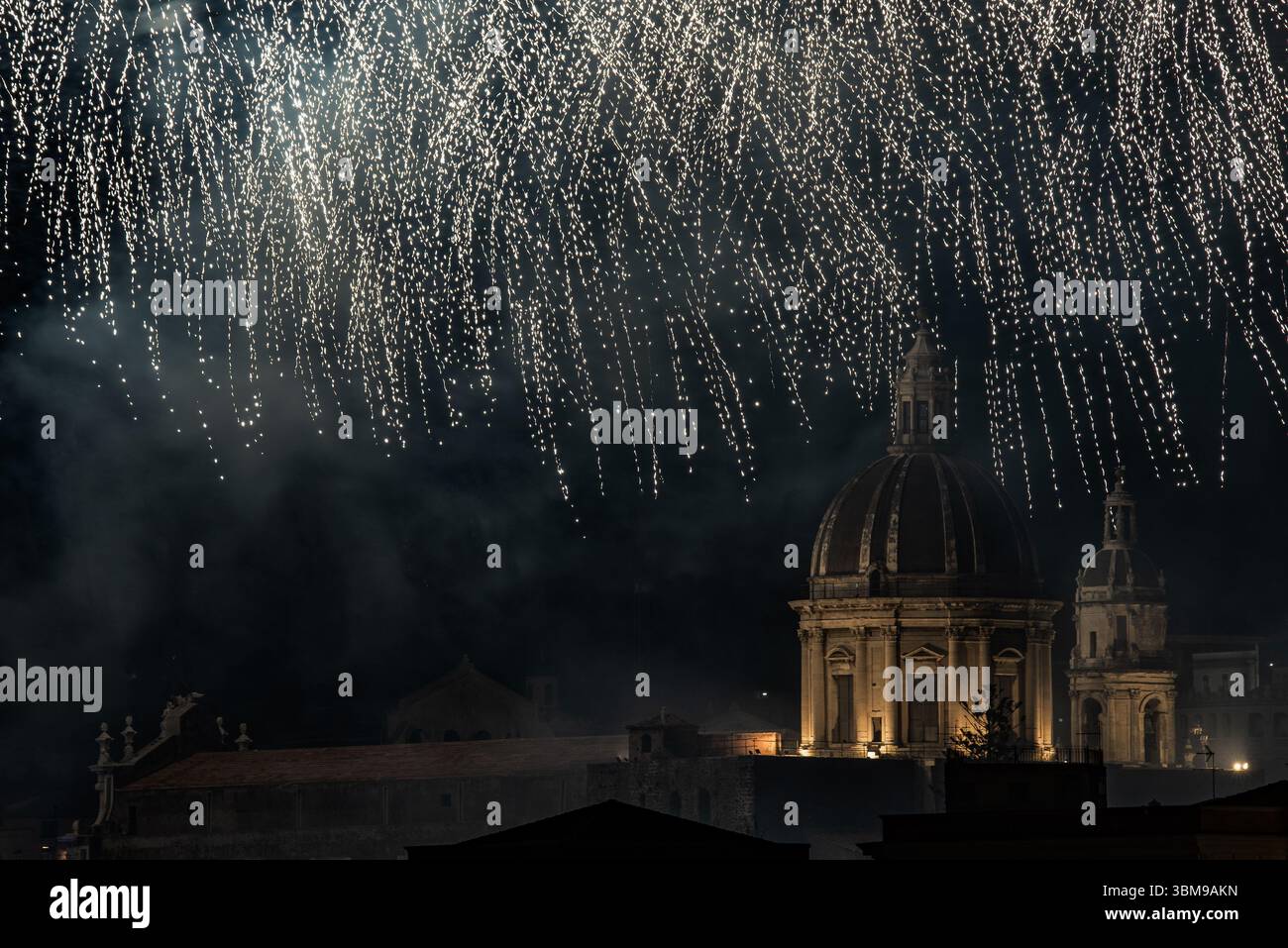 Feux d'artifice Fête de S. Agata à Catane Banque D'Images