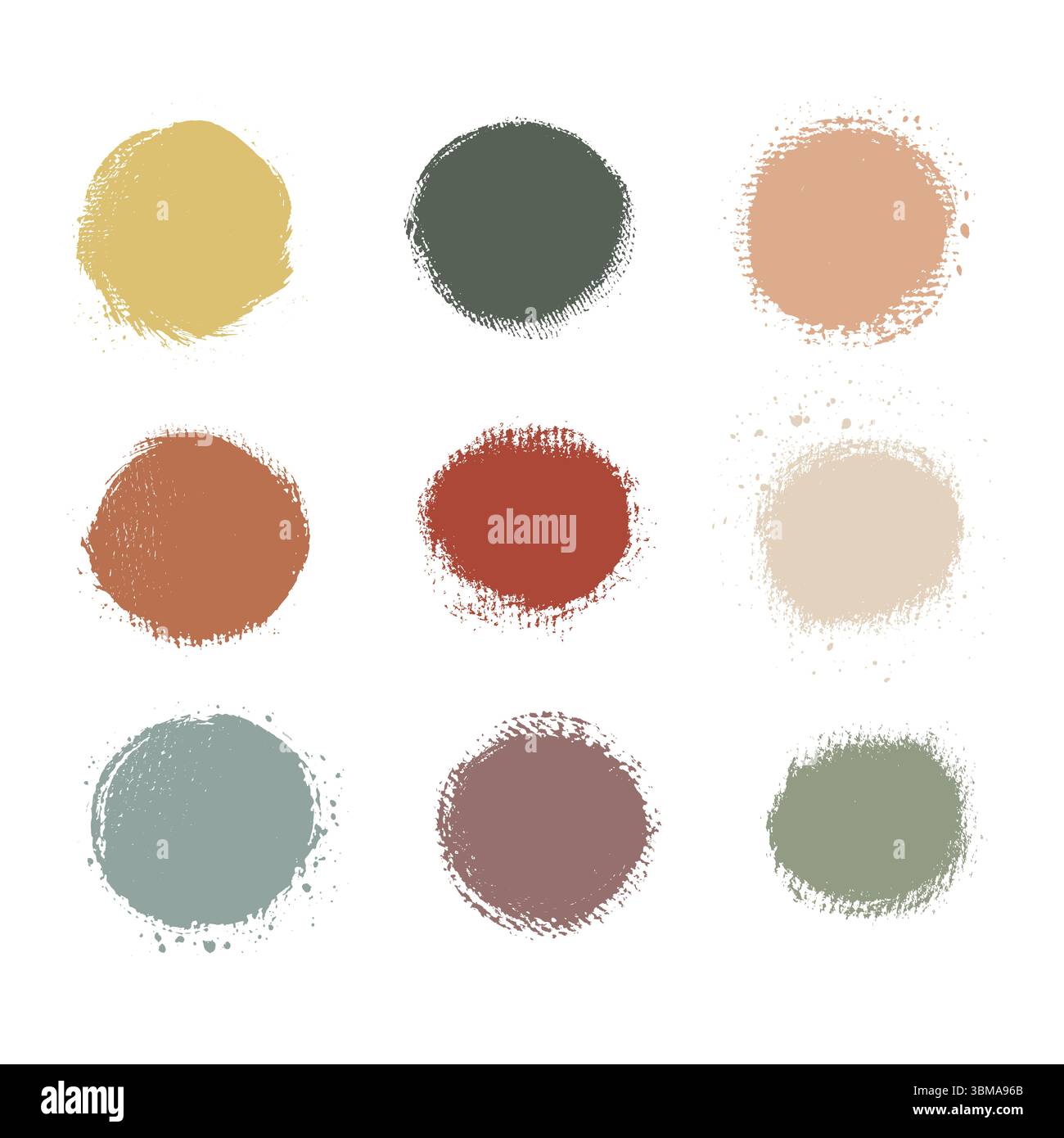 Vecteur de coups de pinceau ronds. Collection de rondes peintes. Zones de texte grunge ou arrière-plans texturés définis. Illustration de Vecteur