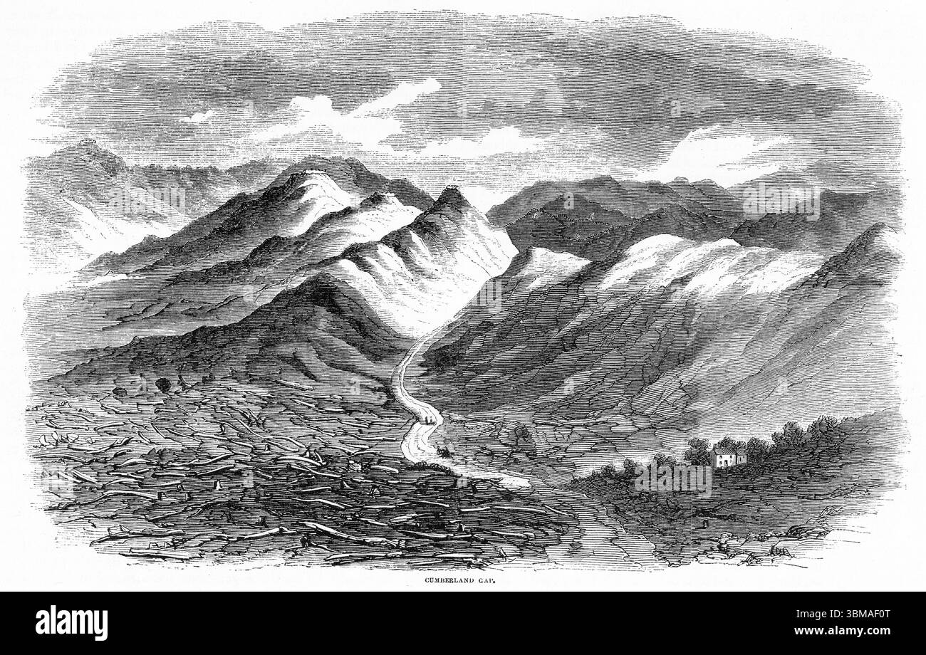 Gravure de Cumberland Gap pendant la guerre de Sécession Banque D'Images