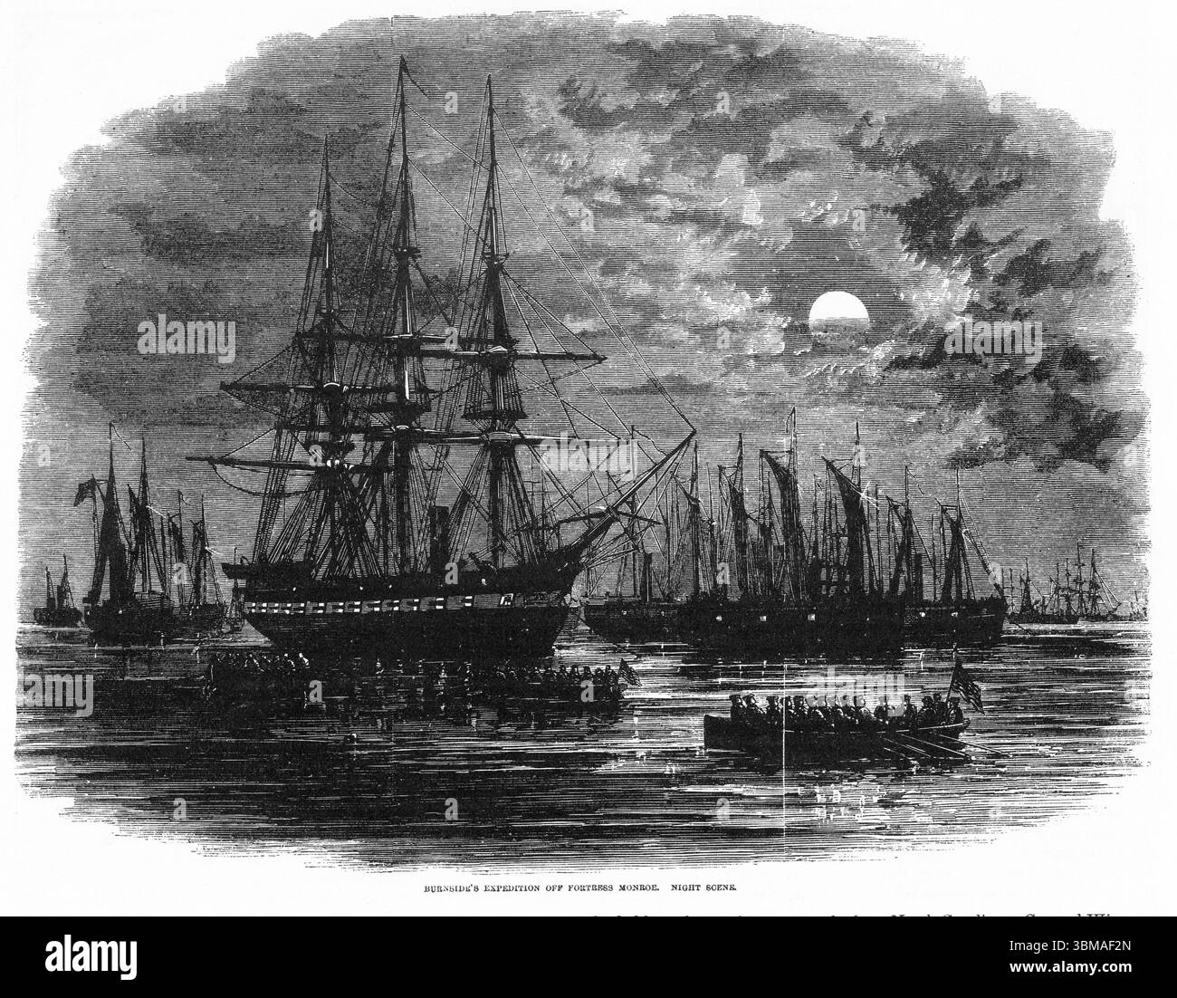 Gravure de l'expédition de Burnside au large de la forteresse Monroe pendant la guerre de Sécession Banque D'Images Gravure de l'expédition de Burnside au large de la forteresse Monroe pendant la guerre de Sécession Banque D'Images