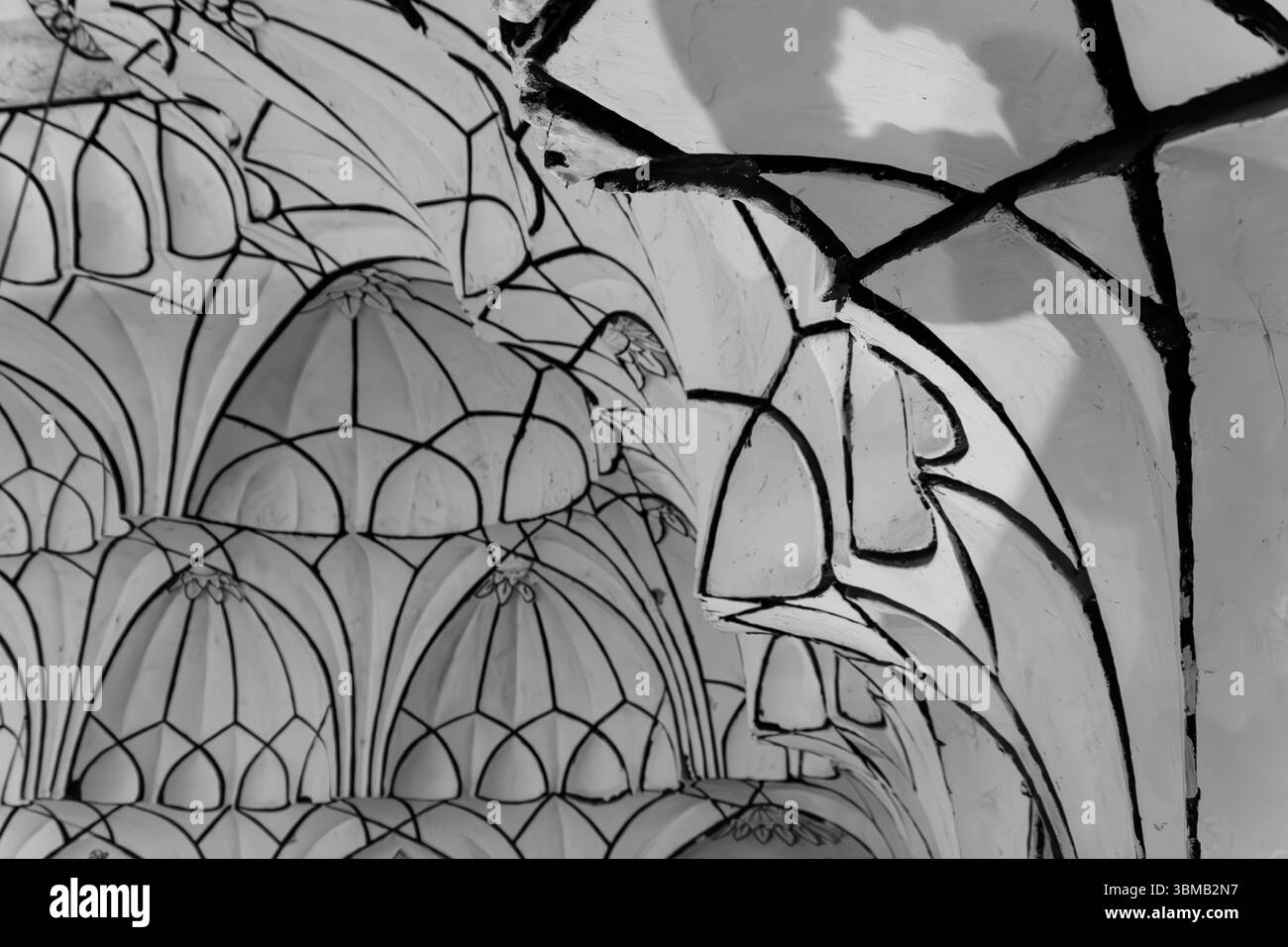 Intérieur de dôme orné noir blanc Banque D'Images