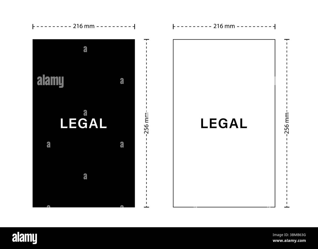 Format de bloc légal. Format de document aux États-Unis. Feuilles de papier noir et blanc. Illustration vectorielle dans un style plat Illustration de Vecteur