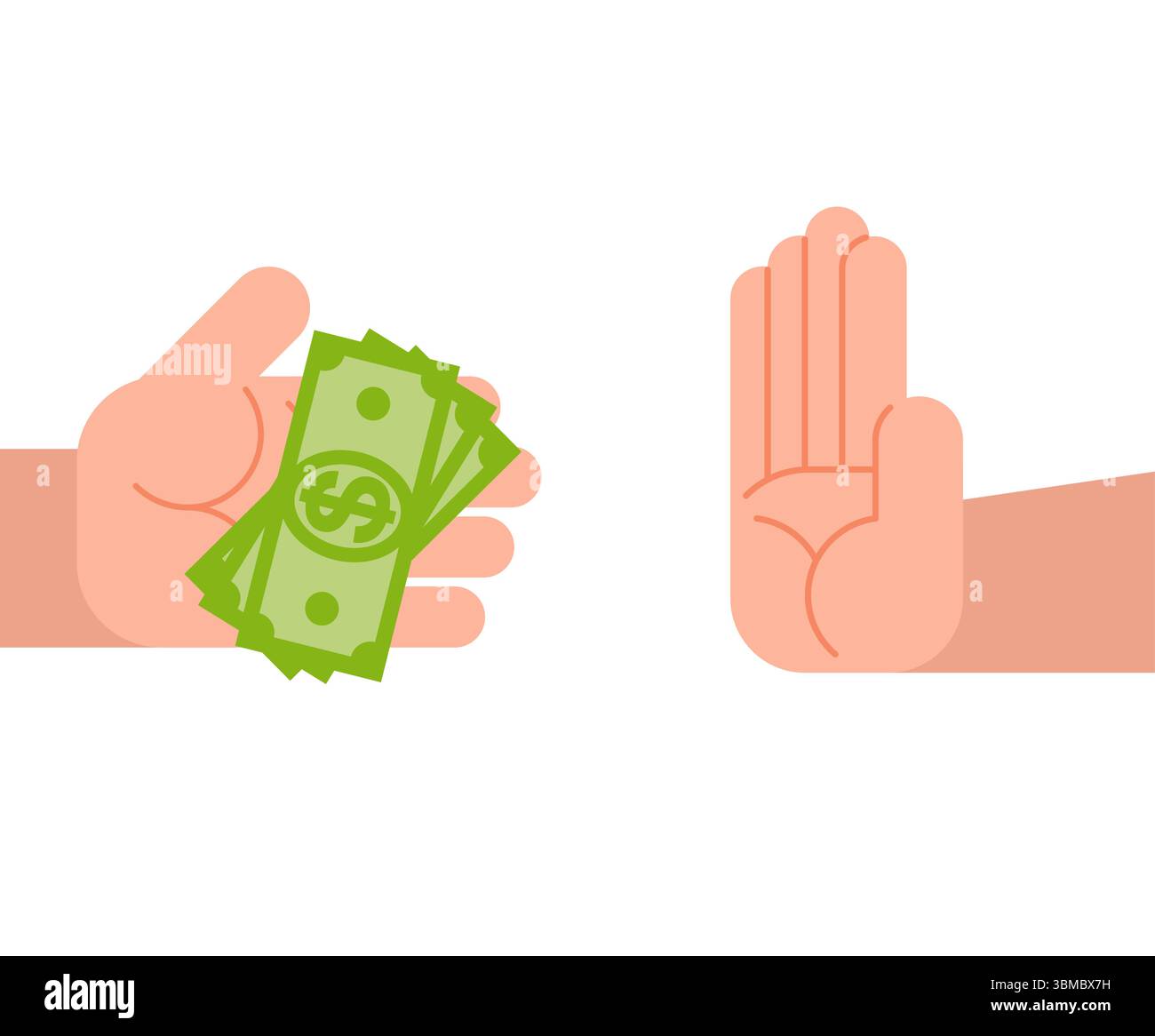 Refus d'argent. Les mains font un refus d'argent liquide Illustration de Vecteur
