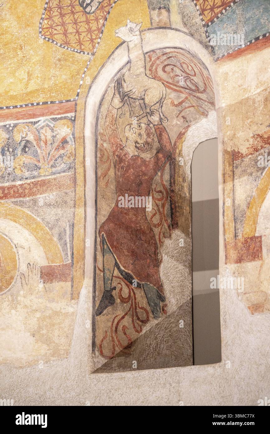Abside of Toses, XIIIe siècle, fresque transférée sur toile, église San Cristofol de Toses, Ripolles, MNAC, Barcelone, â€‹ â€‹ Catalogne, Espagne, Euro Banque D'Images