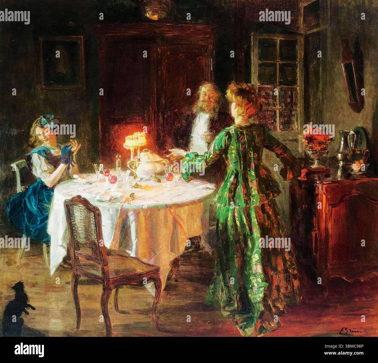 Jules-Alexandre Grun, le dîner, peinture à l'huile, 1911 Banque D'Images
