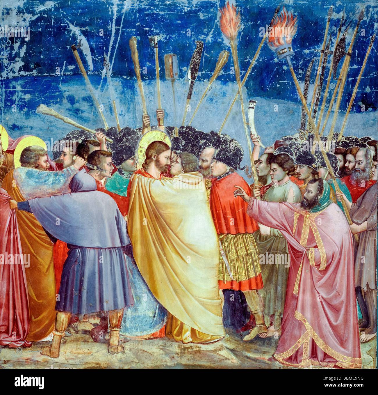 Giotto di Bondone, L'arrestation du Christ (baiser de Judas), fresque, 1304-1306 Banque D'Images