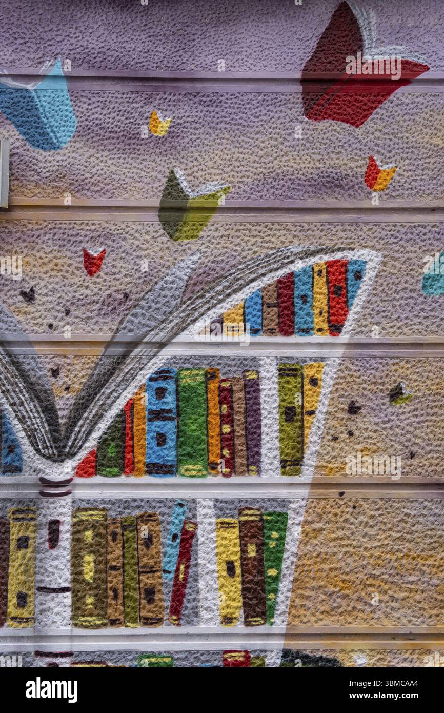 Livre mural dans une librairie, Sofia, République de Bulgarie Banque D'Images